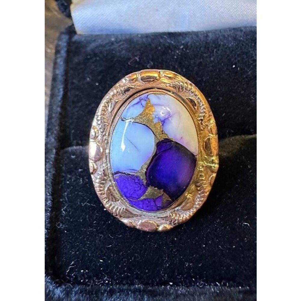 Opal Purple Copper Turquoise Pure Copper Ring Size 7